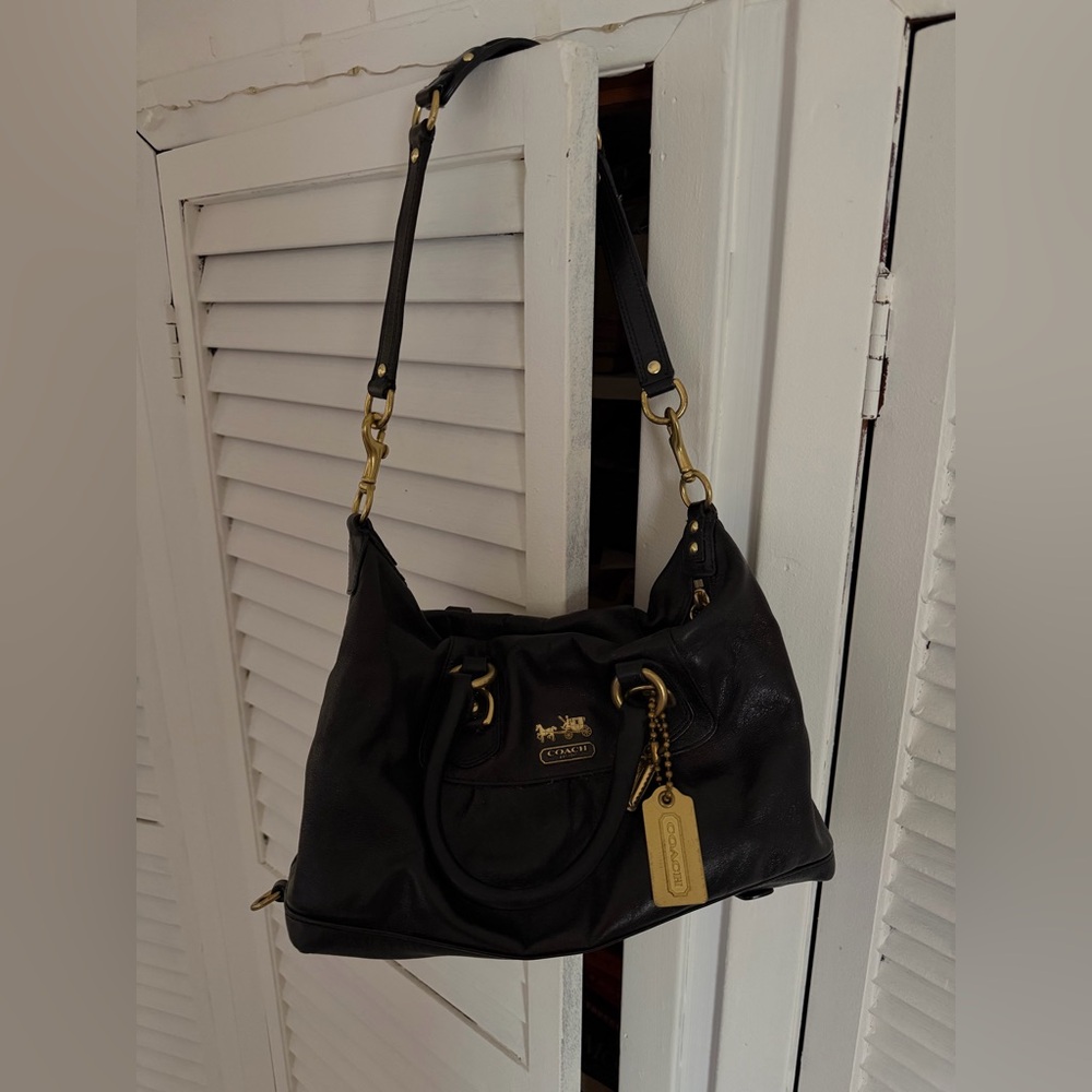 Coach Black Leather Satchel Purse
